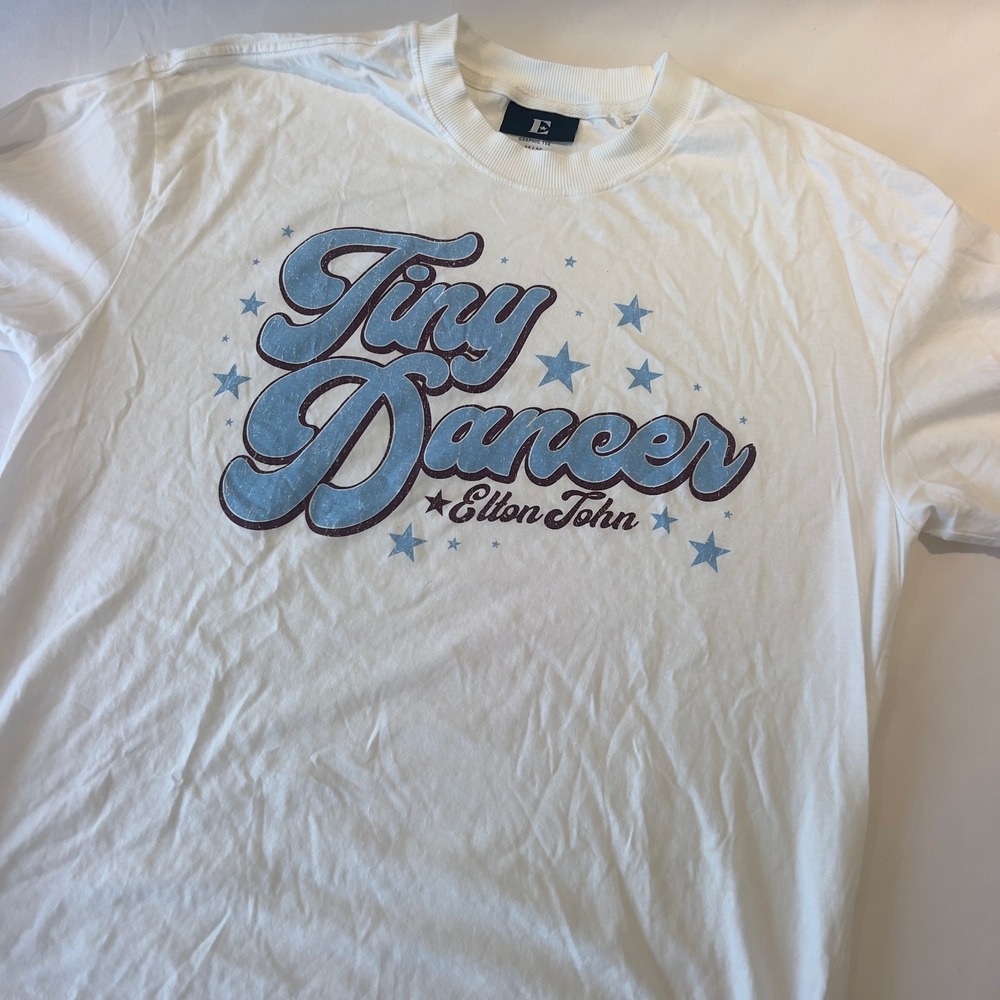 Cotton On Elton John Tiny Dancer Graphic Tee White Boxy Fit T-Shirt Medium